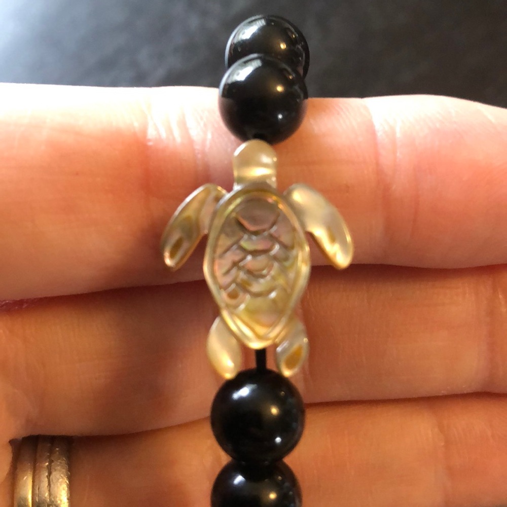 Obsidian And Abalone Shell Turtle Bracelet - image 5